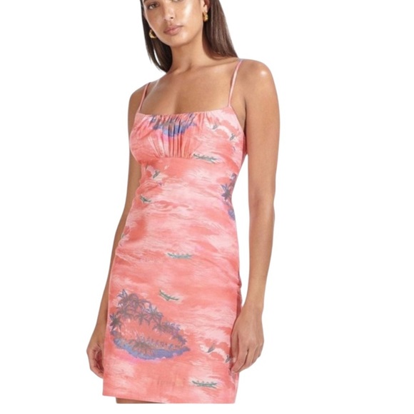 Staud NEW Bell Red Island Mini Dress - Picture 1 of 11
